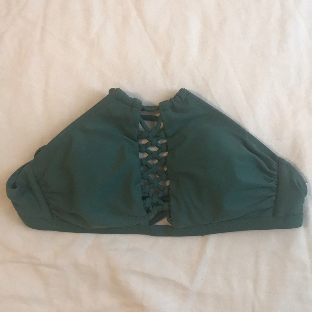 green crosstie bikini top